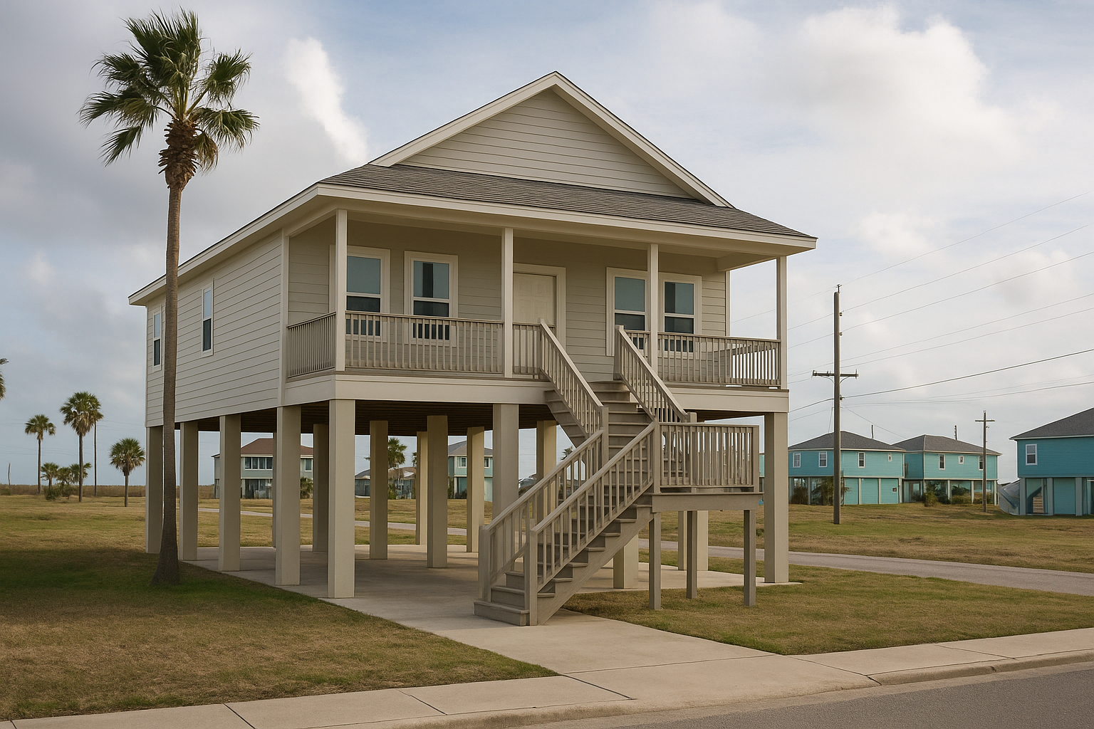 House Lifting in Galveston Island, TX – Elevate & Protect Your Coastal Home - elevated home prepared for storm surge
