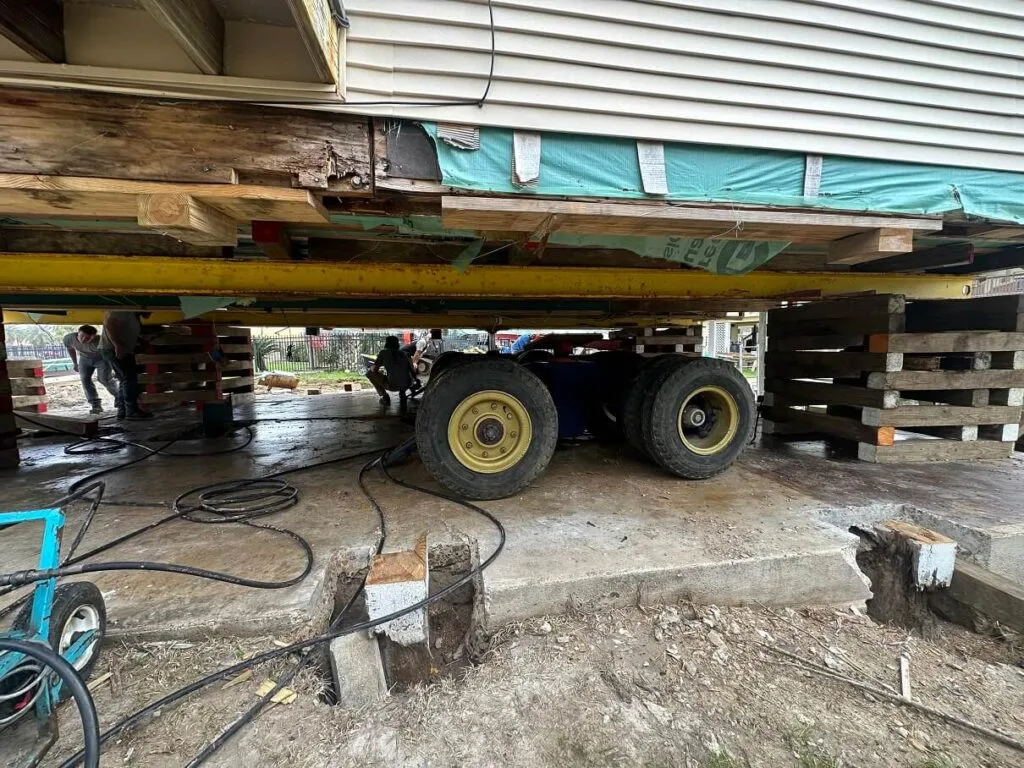 Lifted home with supports